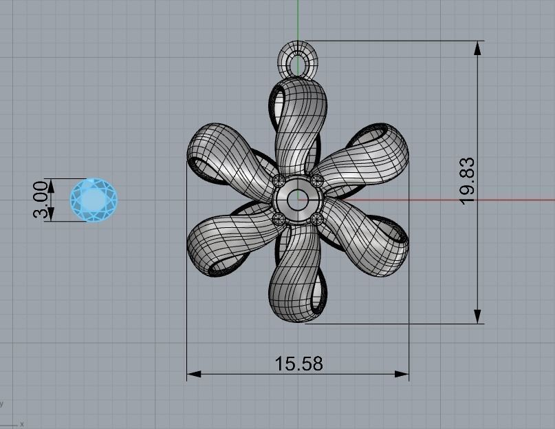Flower pendant - twisted petals 3D print model_4