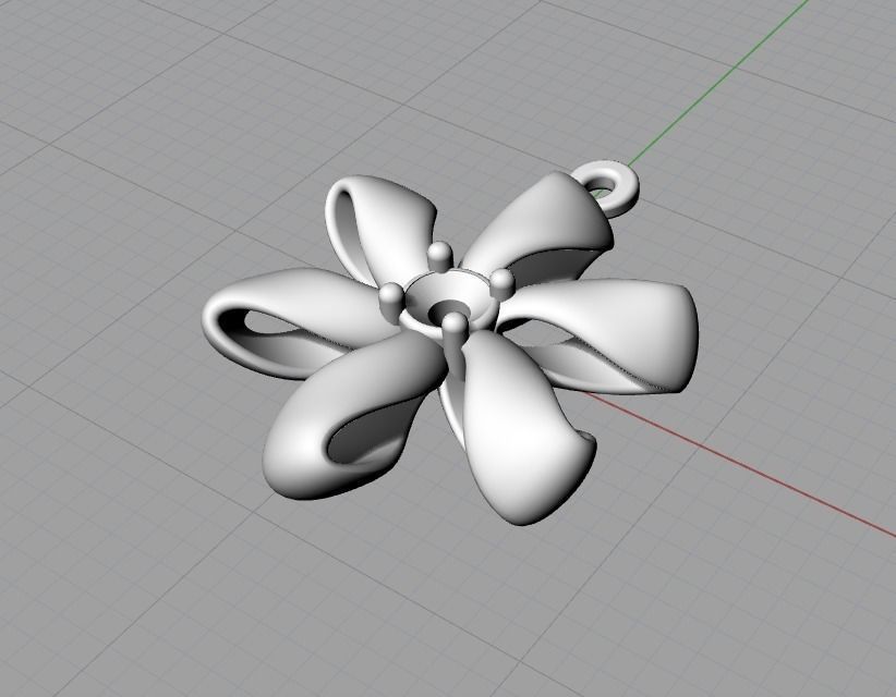 Flower pendant - twisted petals 3D print model_6