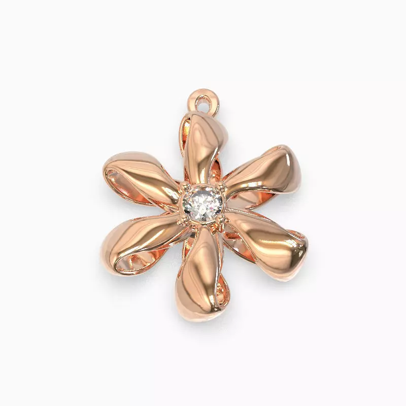 Flower pendant - twisted petals 3D print model_0
