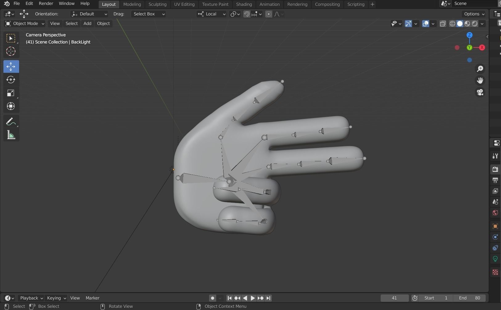 Gun Sign Hand Emoji Animated Low-poly 3D model_5