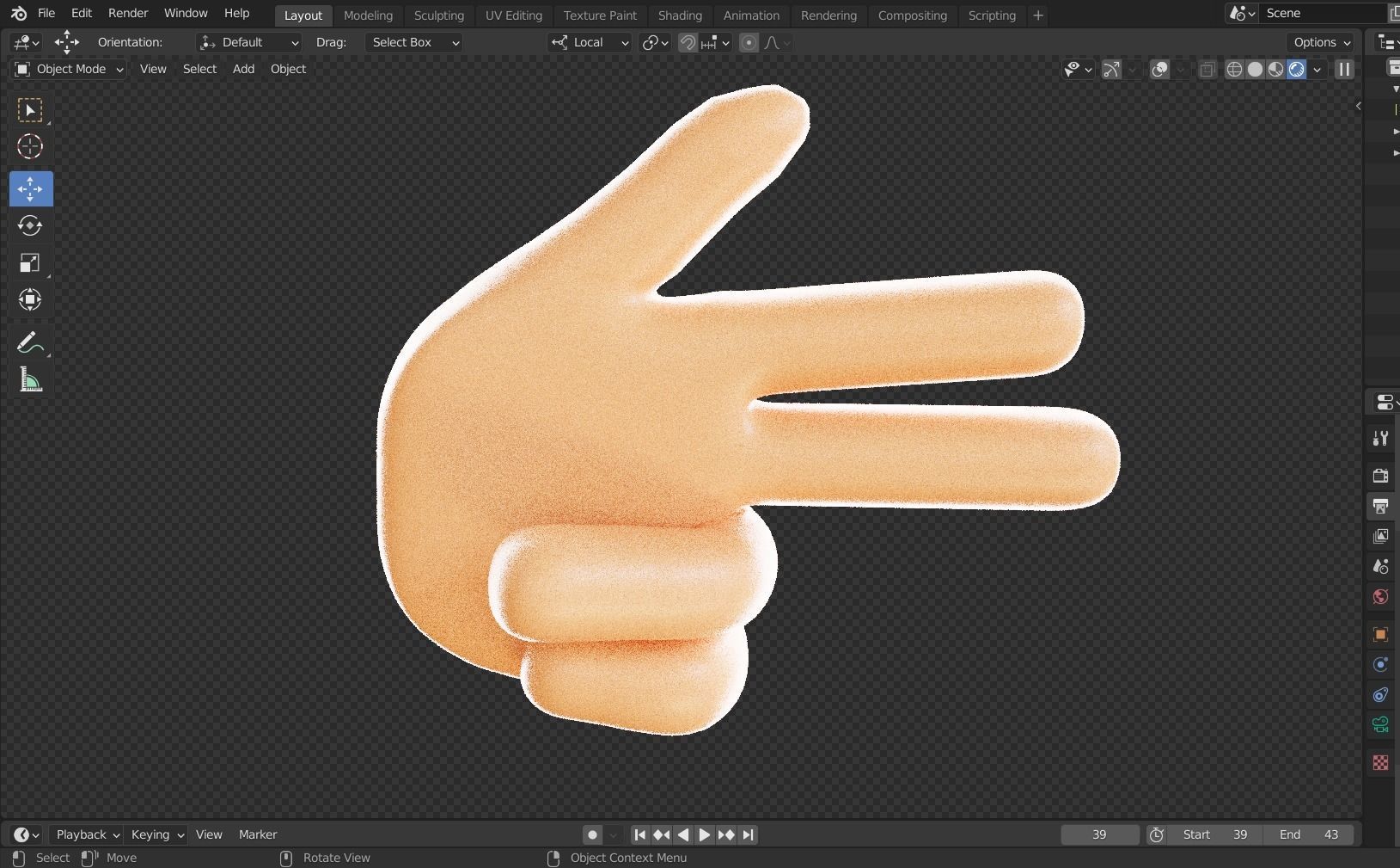 Gun Sign Hand Emoji Animated Low-poly 3D model_4
