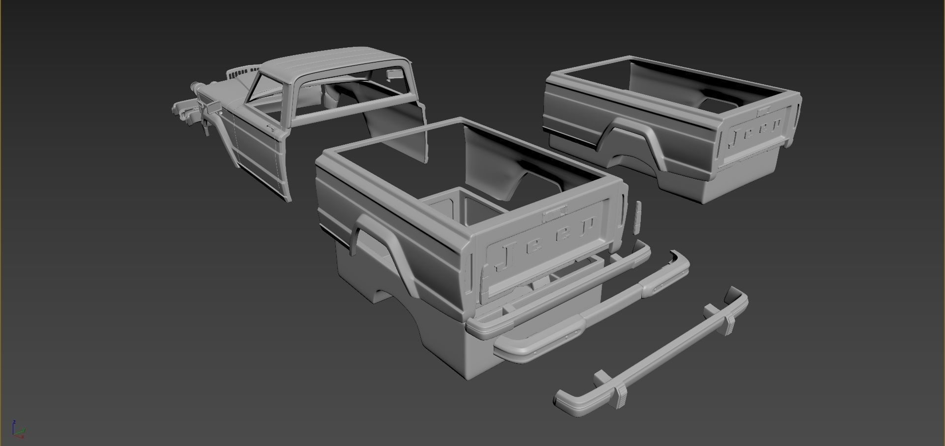 Jeep J10 1963 Body For Print 3D print model_7