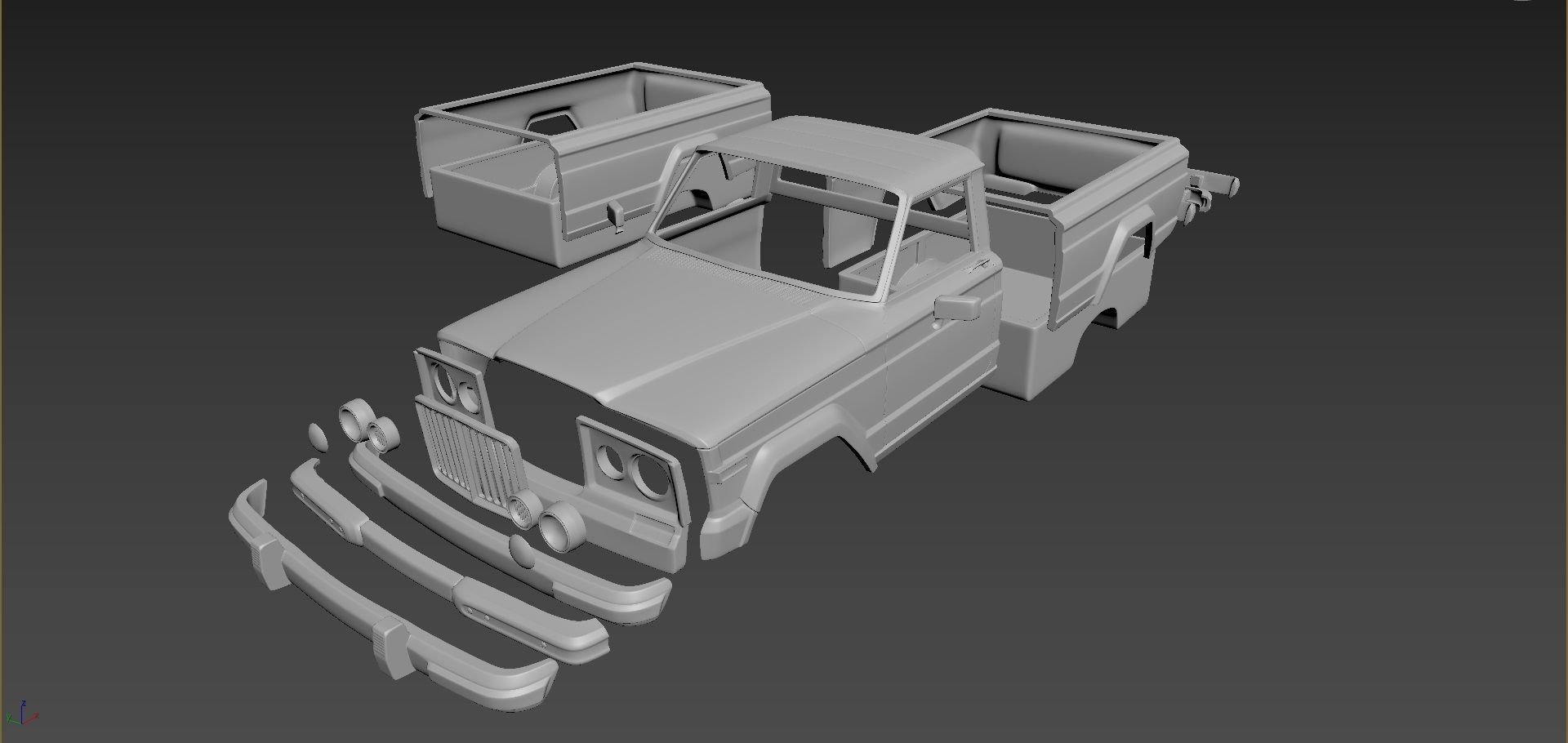Jeep J10 1963 Body For Print 3D print model_6