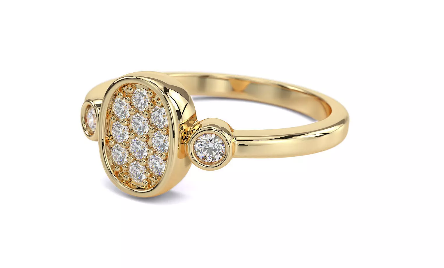 gold ring with diamonds 3D print model_0