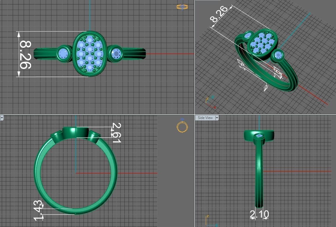 gold ring with diamonds 3D print model_15