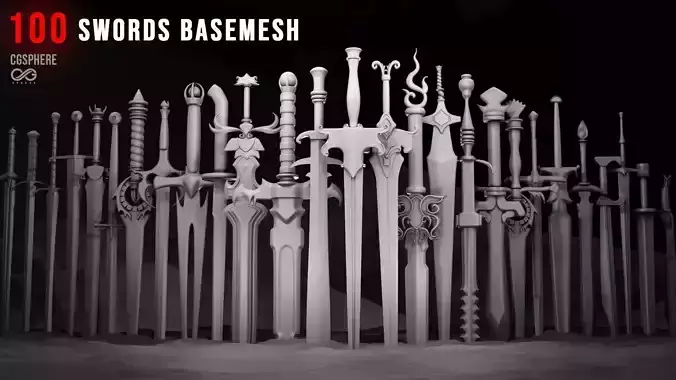 100 Medieval Sword Basemesh  -Clean Uv And Topology  Low-poly 3D model