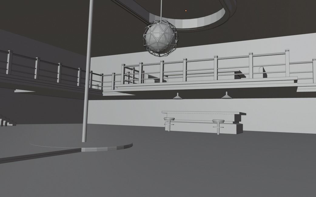 lowpoly baar room with neon lights Low-poly 3D model_10