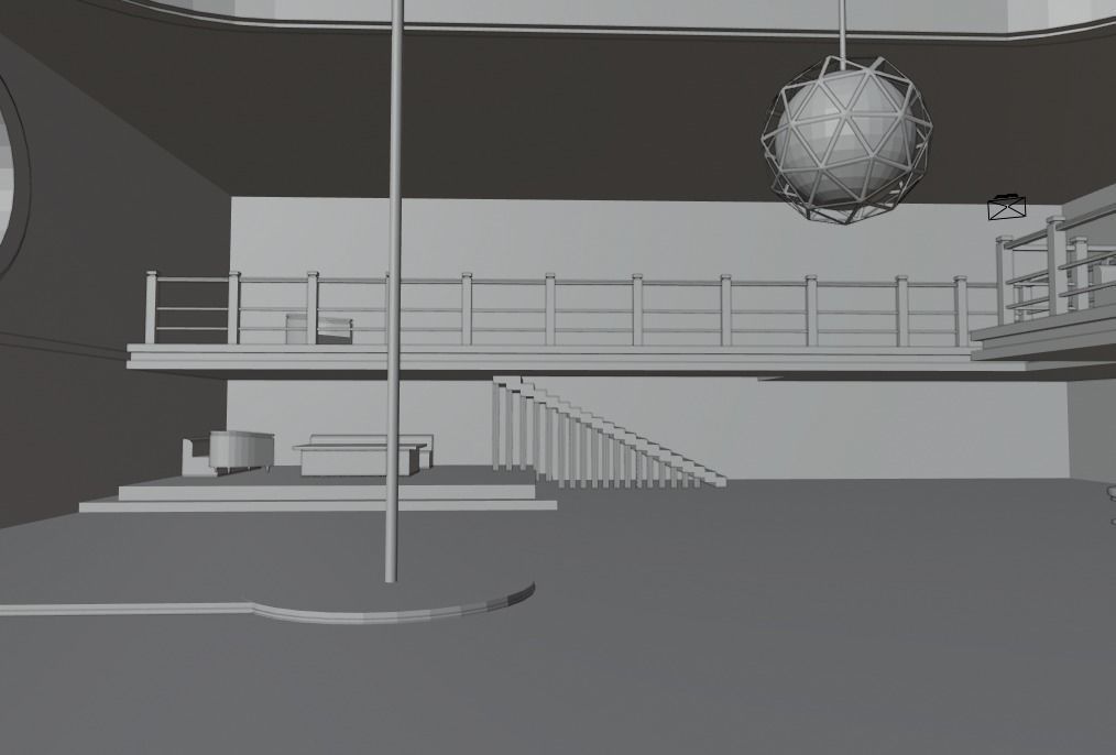 lowpoly baar room with neon lights Low-poly 3D model_2