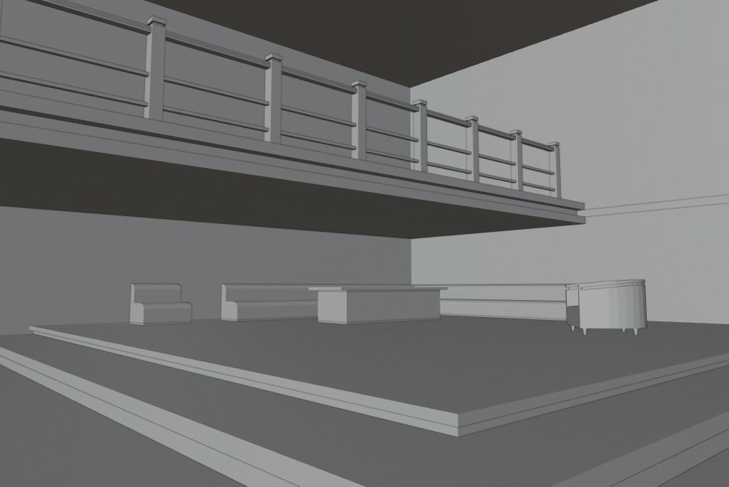 lowpoly baar room with neon lights Low-poly 3D model_12