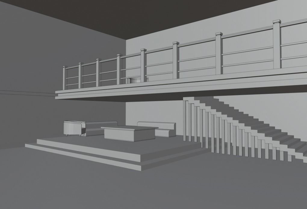 lowpoly baar room with neon lights Low-poly 3D model_3