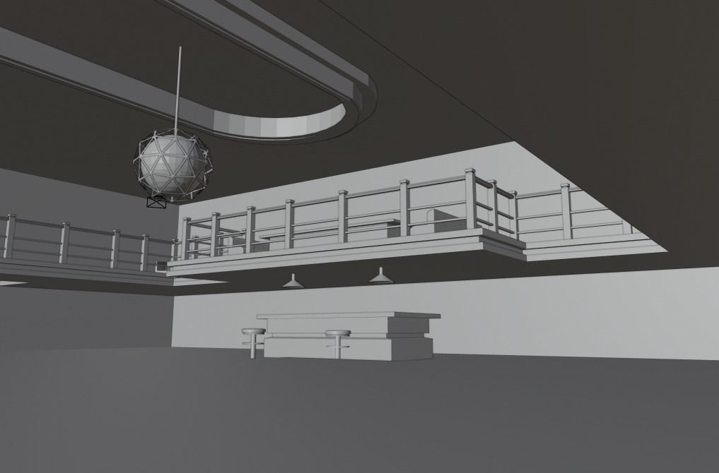 lowpoly baar room with neon lights Low-poly 3D model_1