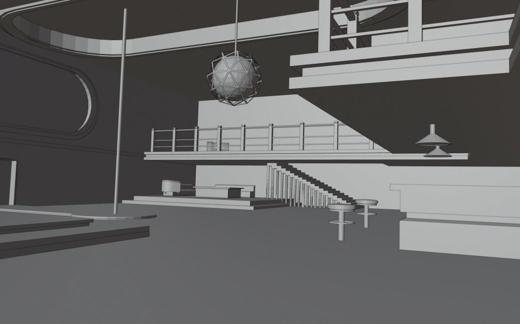 lowpoly baar room with neon lights Low-poly 3D model_11