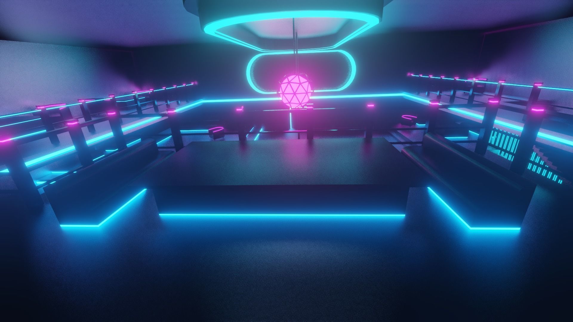 lowpoly baar room with neon lights Low-poly 3D model_8