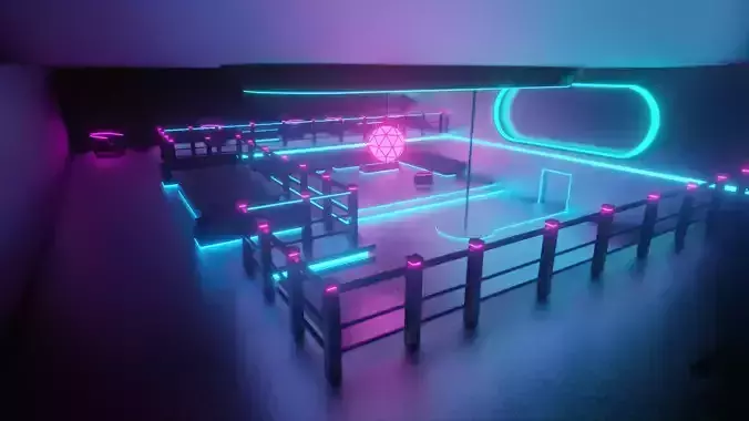 lowpoly baar room with neon lights