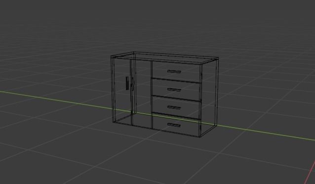 Cupboard dresser with drawers and vase 3D model_4