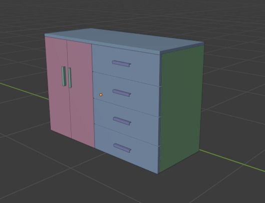 Cupboard dresser with drawers and vase 3D model_3