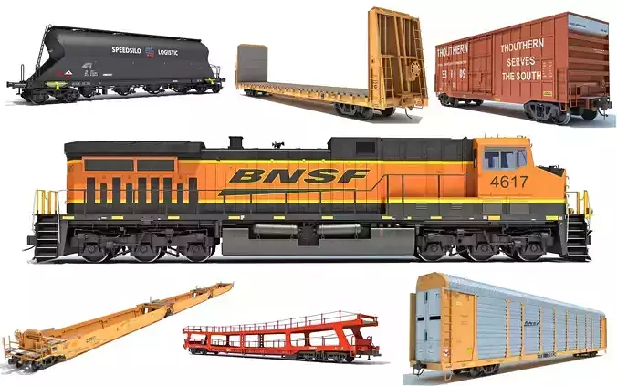BNSF Freight Train 3D Model Collection