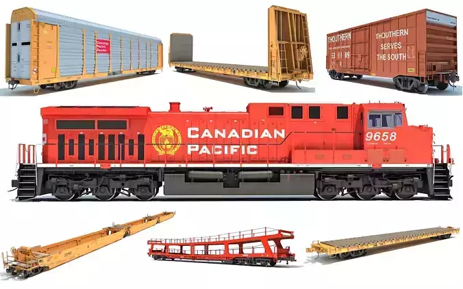 Canadian Pacific Freight Train 3D Model Collection