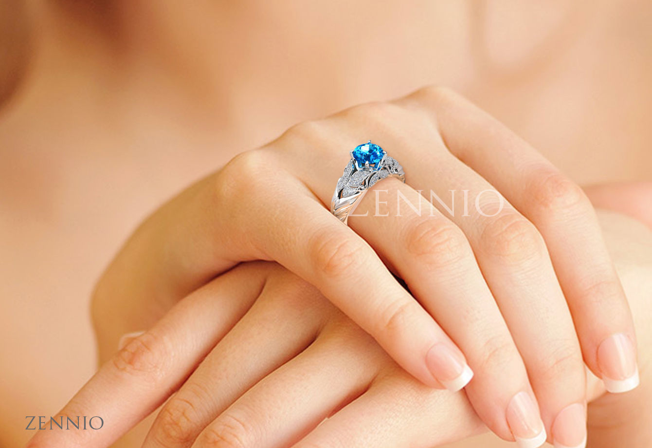 ZR007 sapphire and diamond engagement ring 3D print model_6