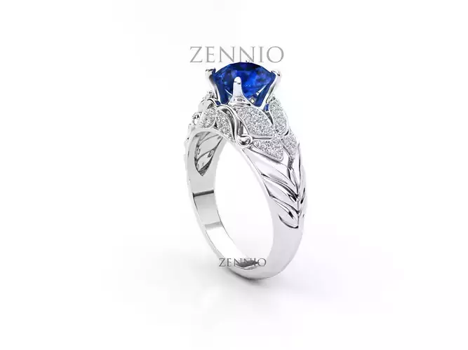 ZR007 sapphire and diamond engagement ring