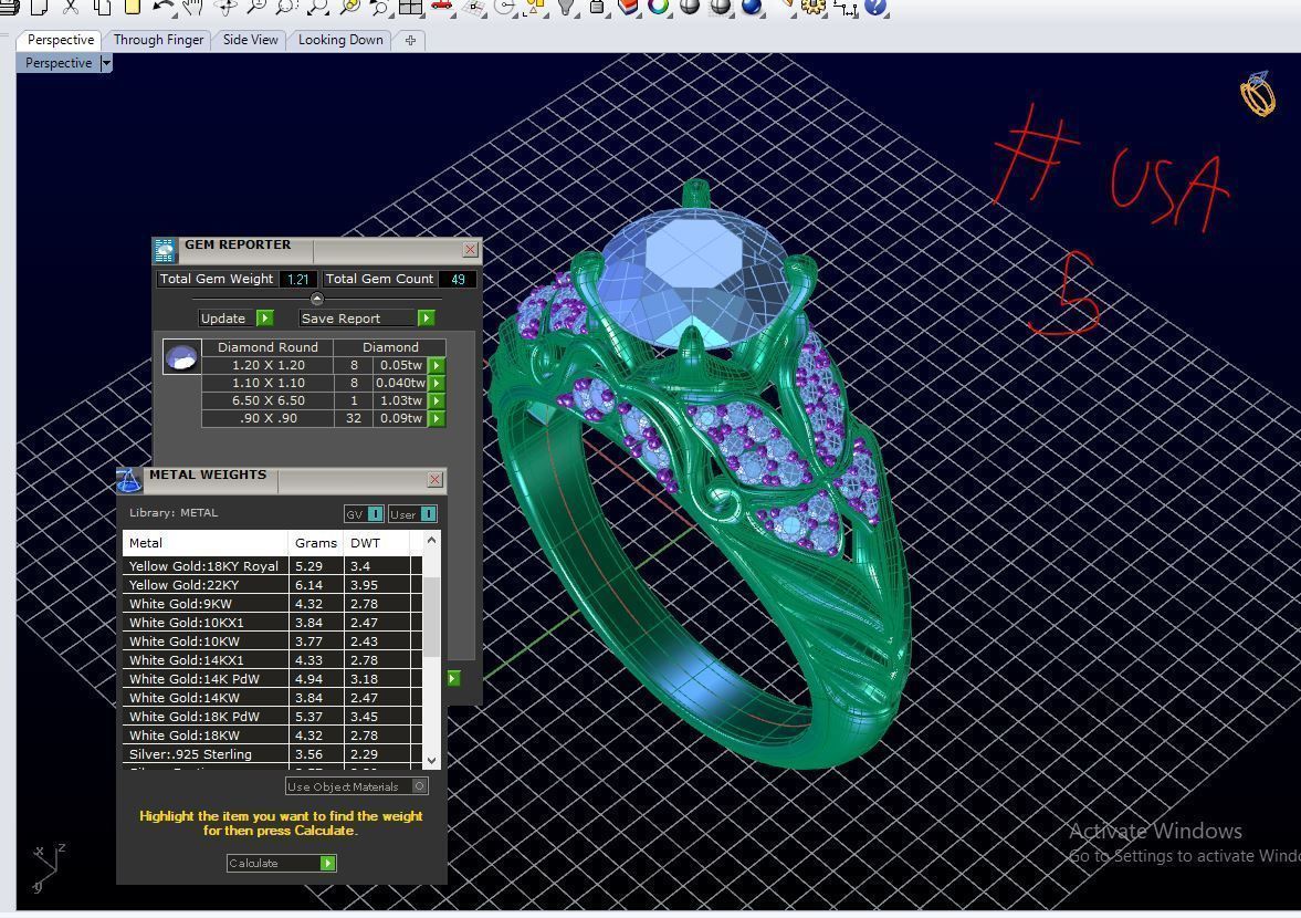 ZR007 sapphire and diamond engagement ring 3D print model_10