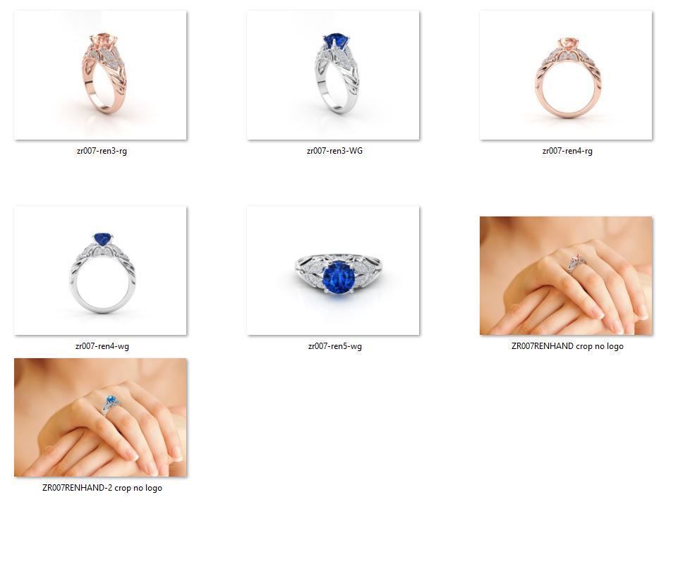 ZR007 sapphire and diamond engagement ring 3D print model_9