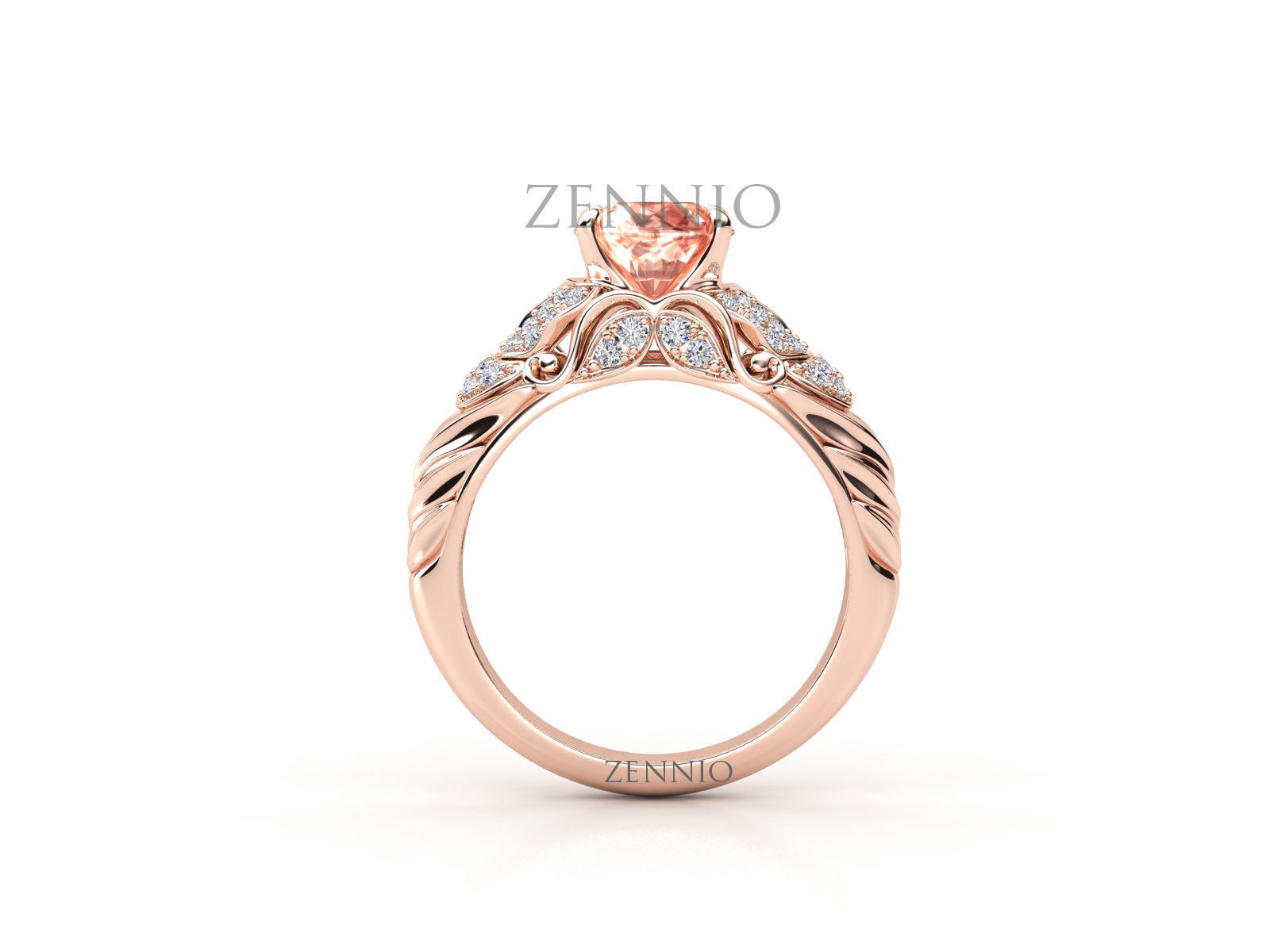ZR007 sapphire and diamond engagement ring 3D print model_4