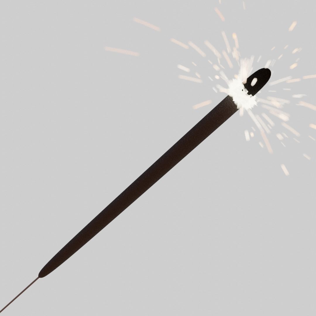 Sparklers animated Particle system Low-poly 3D model_13