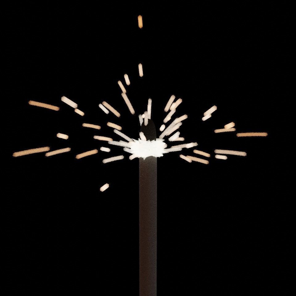 Sparklers animated Particle system Low-poly 3D model_8