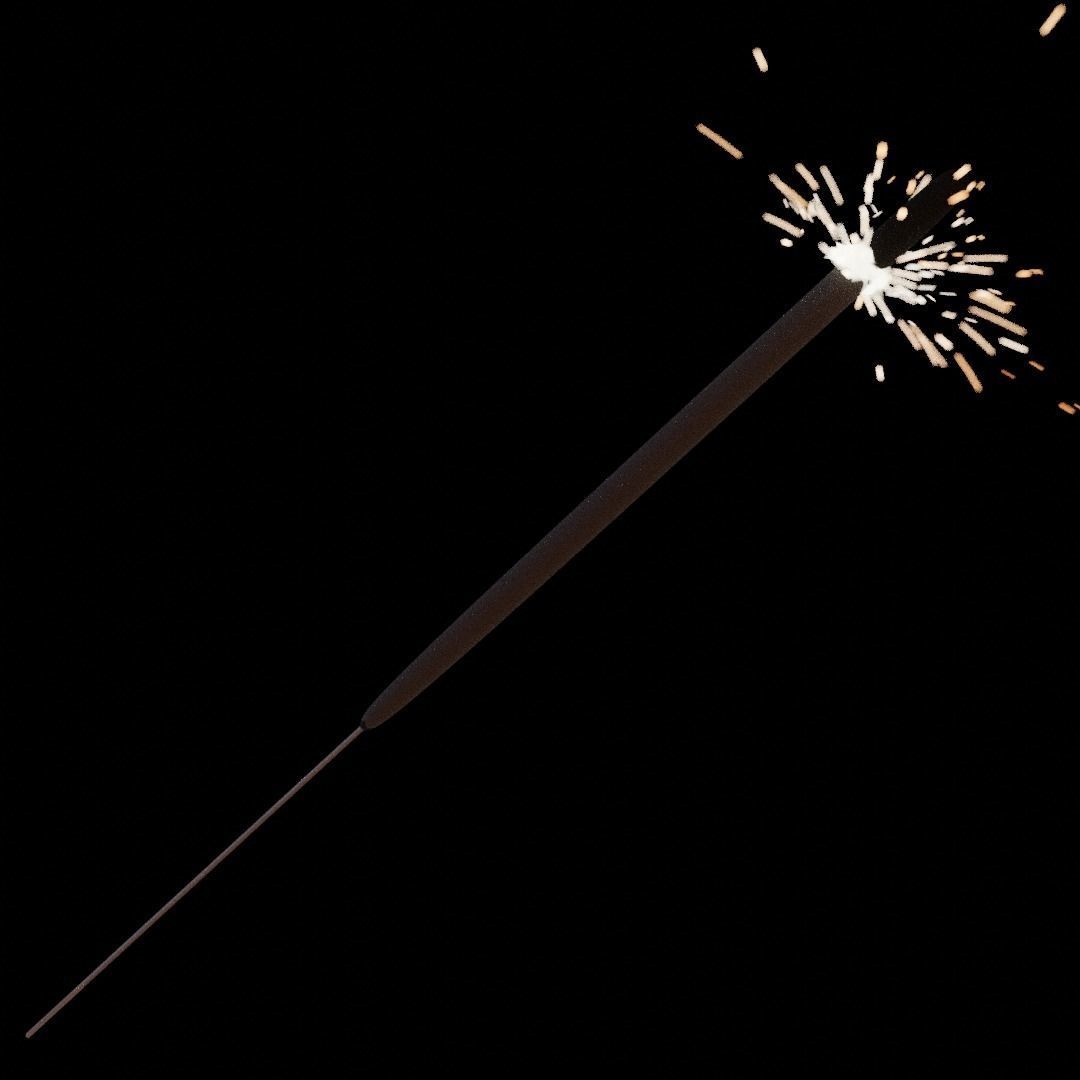 Sparklers animated Particle system Low-poly 3D model_4