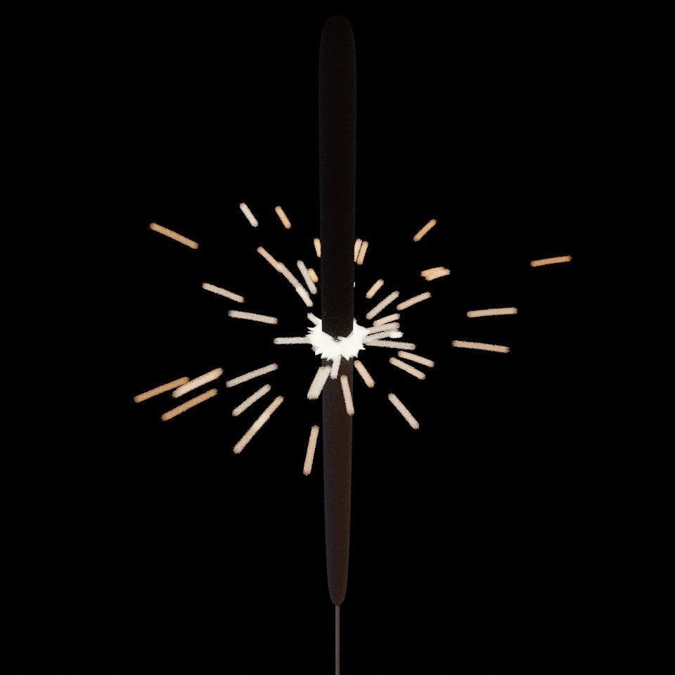 Sparklers animated Particle system Low-poly 3D model_9