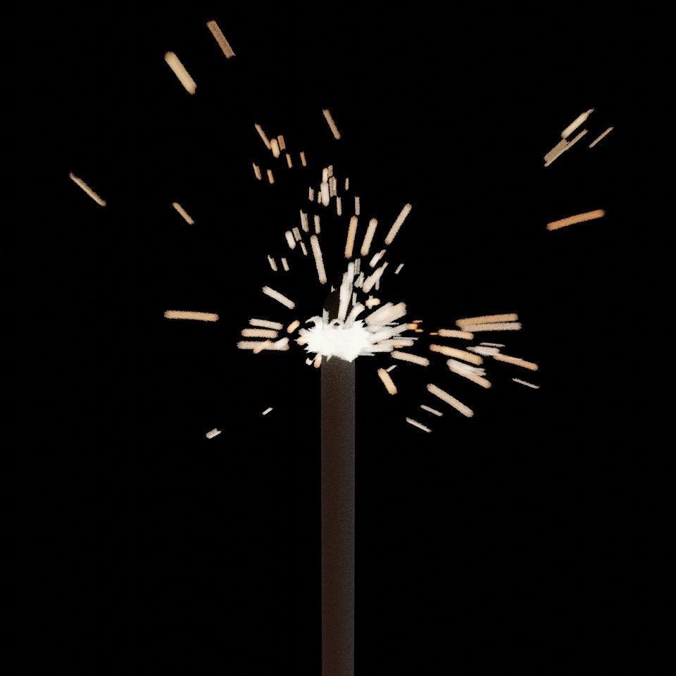 Sparklers animated Particle system Low-poly 3D model_7