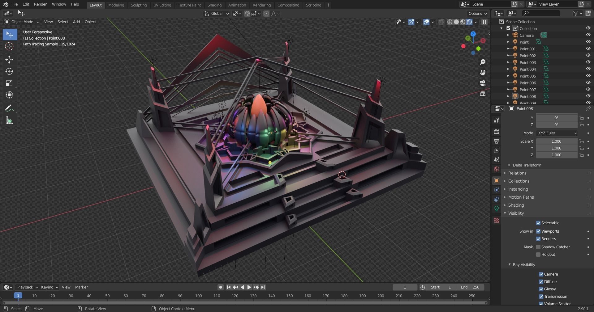 Lotus Temple Low-poly 3D model_3