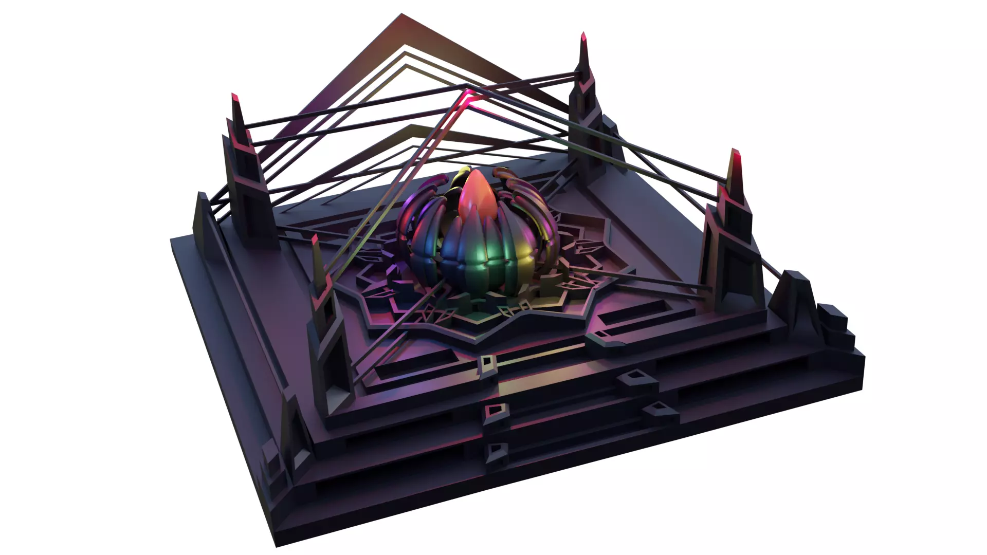 Lotus Temple Low-poly 3D model_0