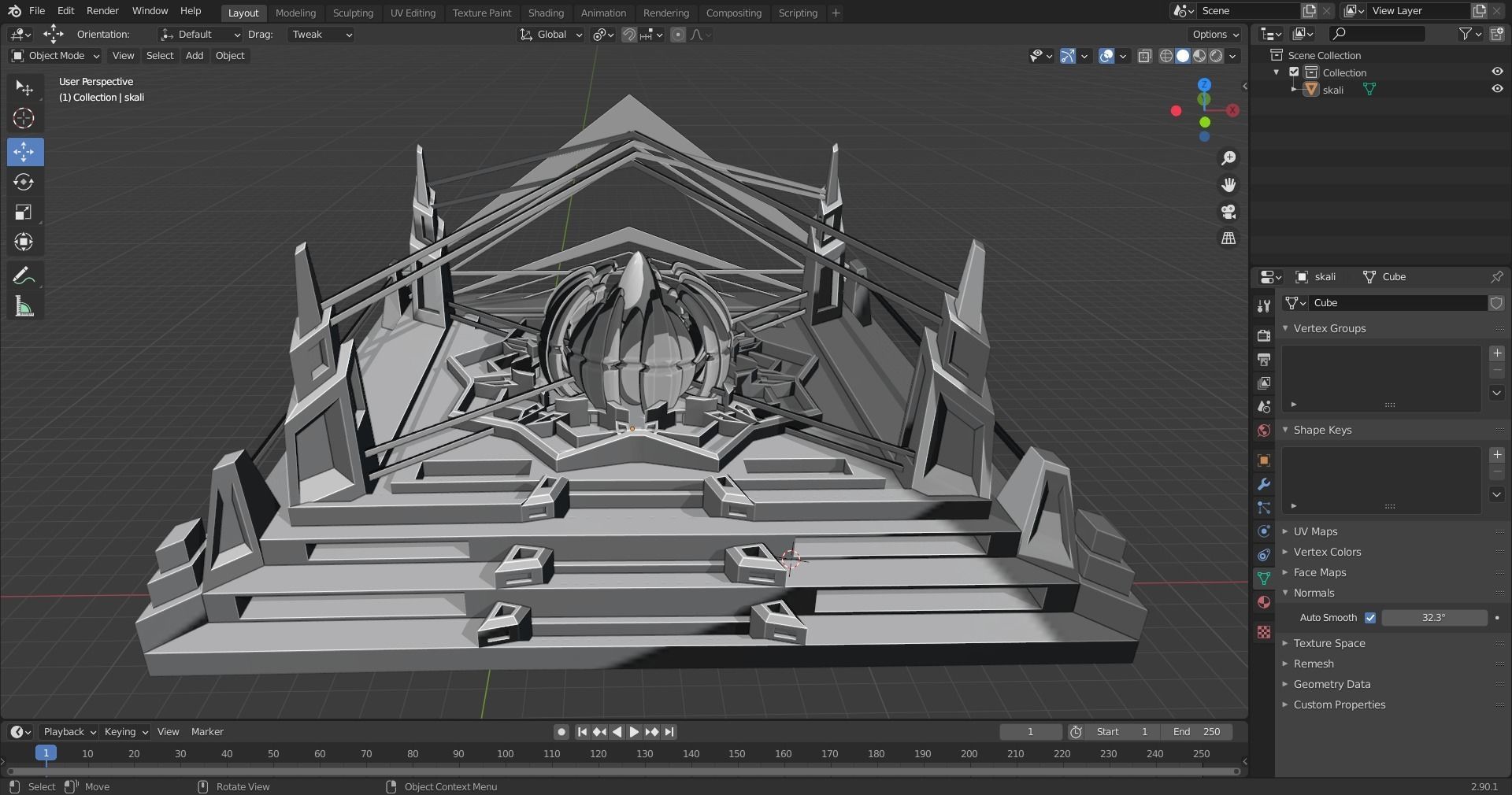 Lotus Temple Low-poly 3D model_4