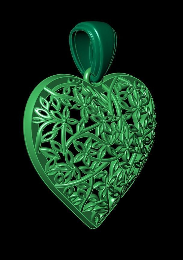 pendant heart without stones 3D print model_17