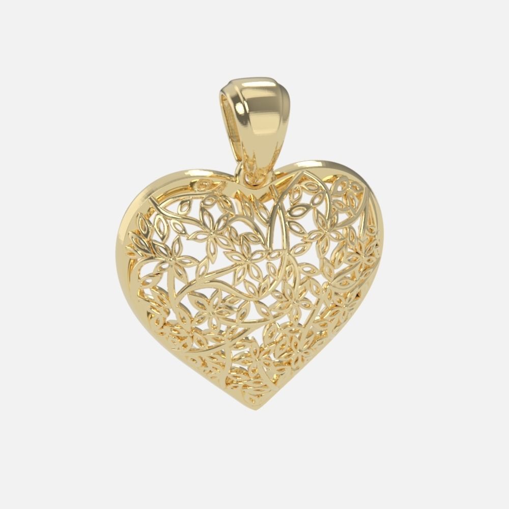 pendant heart without stones 3D print model_8
