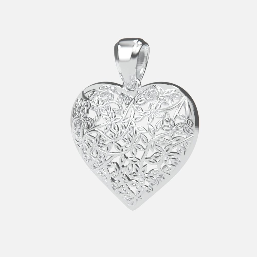 pendant heart without stones 3D print model_14