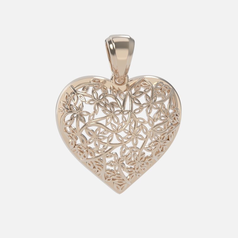 pendant heart without stones 3D print model_11