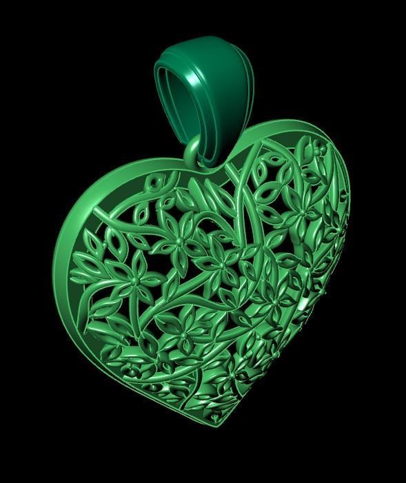 pendant heart without stones 3D print model_20