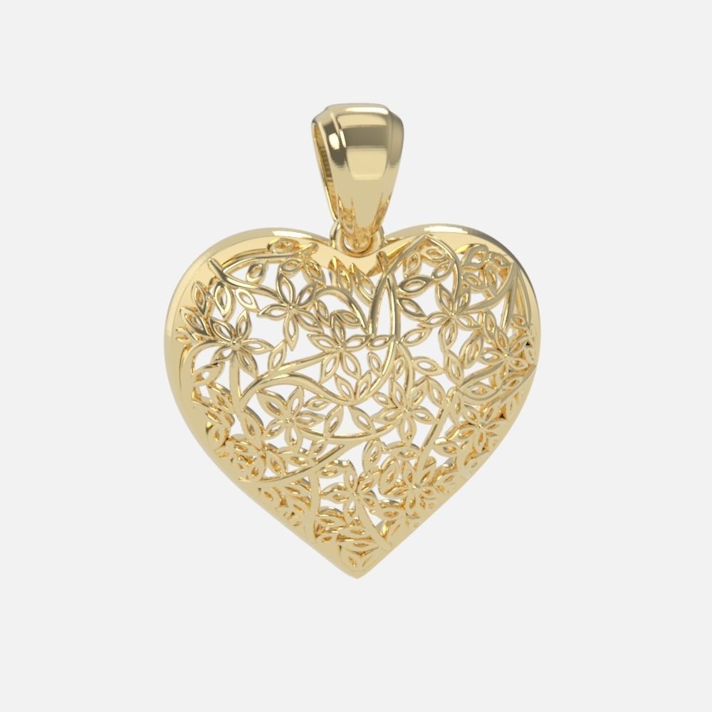 pendant heart without stones 3D print model_3