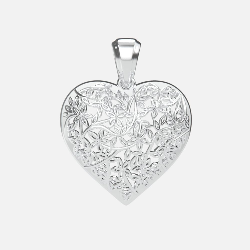 pendant heart without stones 3D print model_1