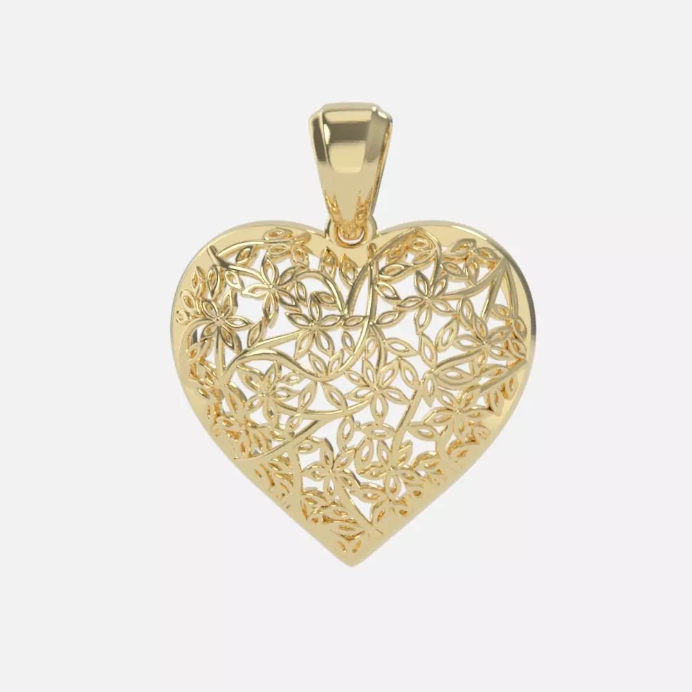 pendant heart without stones 3D print model_0