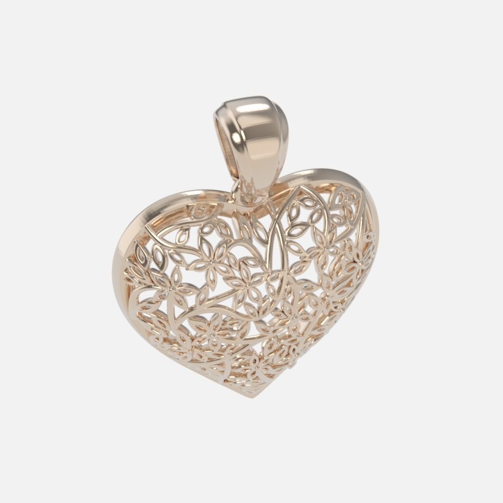 pendant heart without stones 3D print model_12
