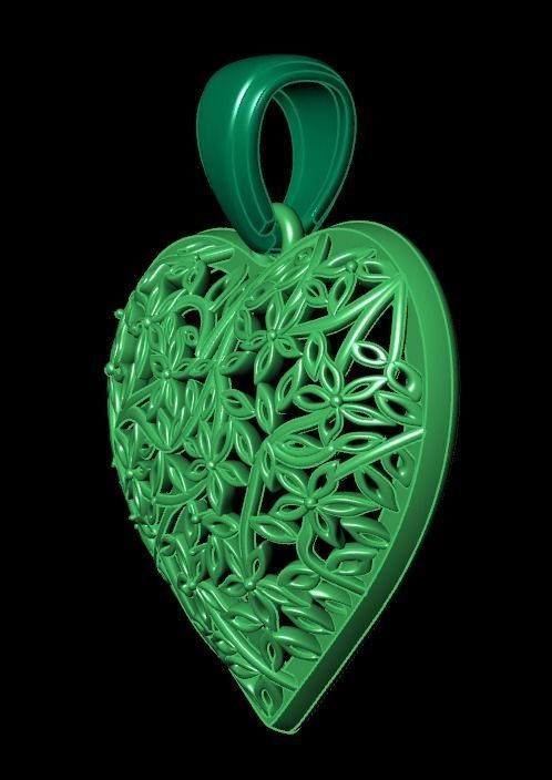 pendant heart without stones 3D print model_19