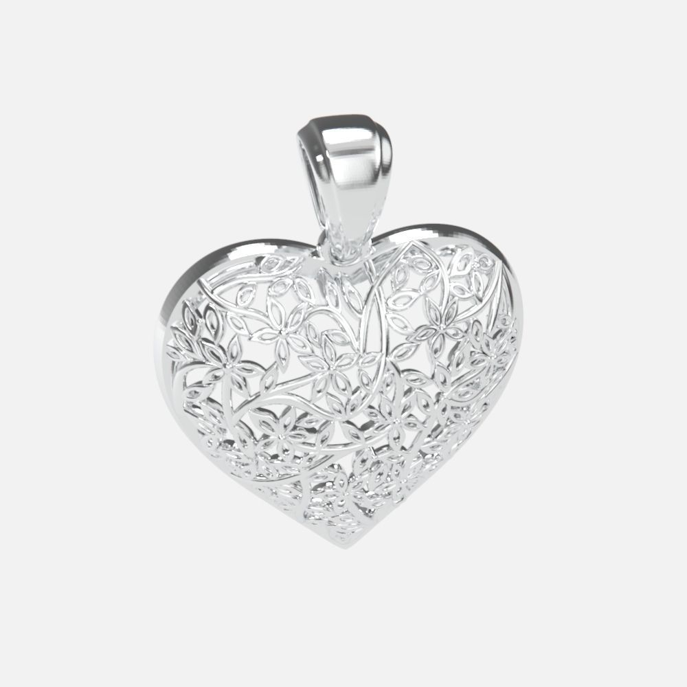 pendant heart without stones 3D print model_13