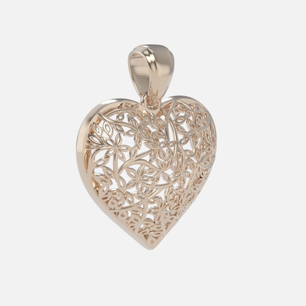 pendant heart without stones 3D print model_10
