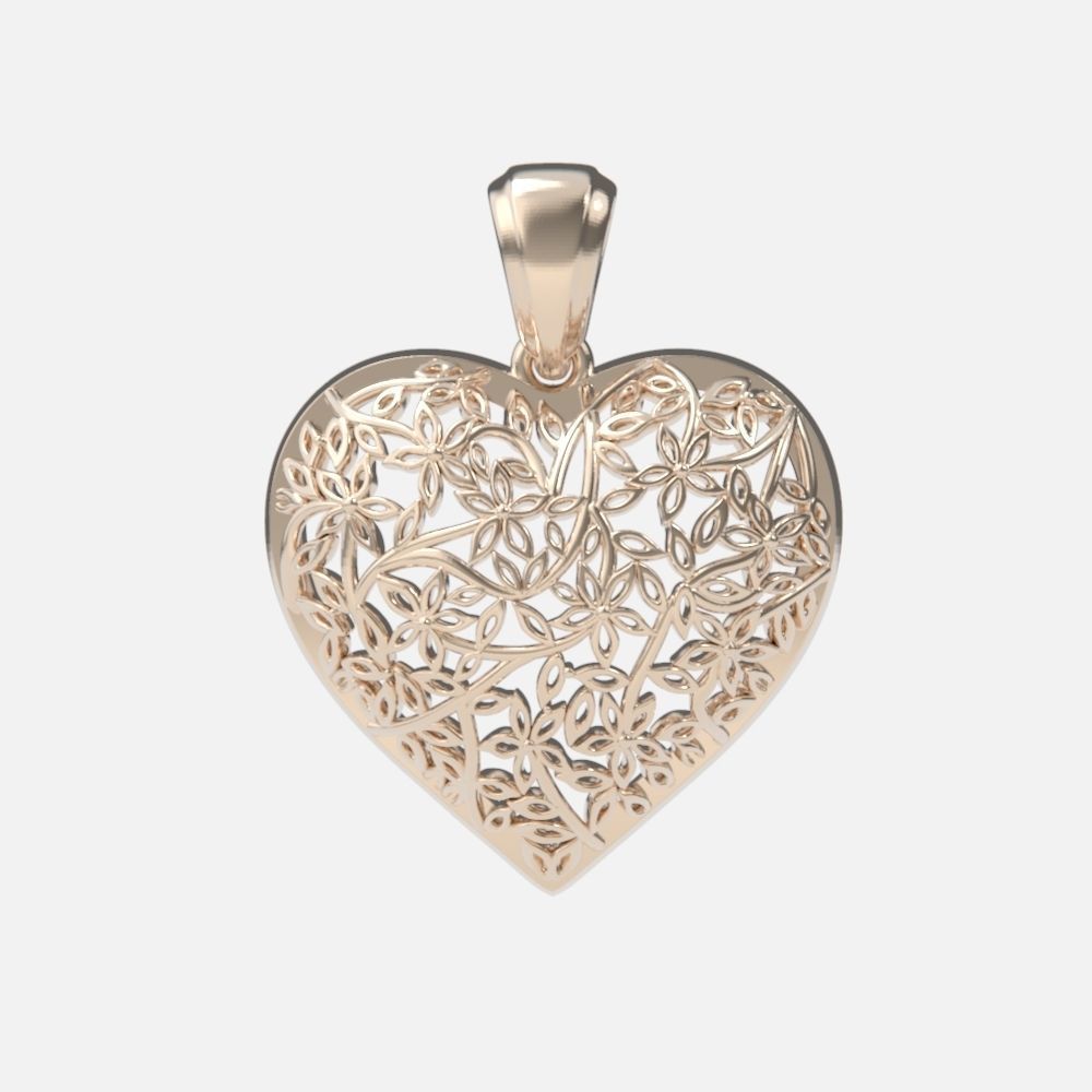 pendant heart without stones 3D print model_2