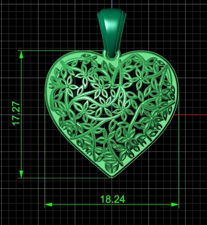 pendant heart without stones 3D print model_4