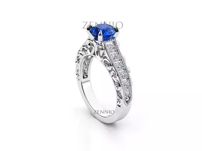 ZR003 sapphire and diamond engagement ring